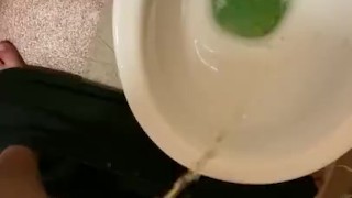 Piss play and wanking my cock