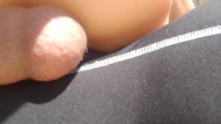 Big Sexy Balls in The Sunshine Wet Dripping Quicky Outdoors with Sex Doll