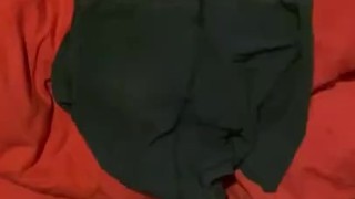 Wanking my Beautiful hard cock on my boxers with big cumshot 