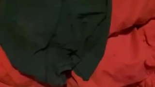 Wanking my Beautiful hard cock on my boxers with big cumshot 