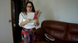 Cumshot on teacher's glasses during home exam!