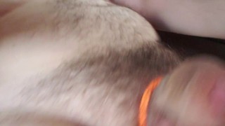 SMOKING AND SHOWING THE HAIRY BODY, UNCUT GUY