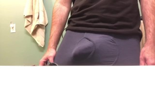 Airbnb guest playing in bathroom
