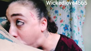 Hot goth Cum eating sloppy BALLS DEEP deepthroat CUM IN THROAT #2