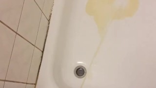 Pissing in the dormroom's shower with my huge dick