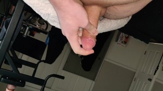 Masturbating hard with precum and lotion