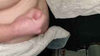 Masturbating hard with precum and lotion