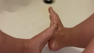 Pissing in the tub and on my feet