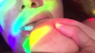 Glass anal plug play in the rainbow light, quarantine Good Friday 