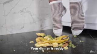 Mistress legs fruit food crush