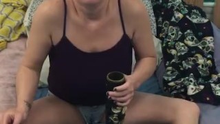 Big tit mom enjoys her nipples between great orgasms while smoking 