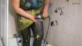 Wetlook shower in my ruined dress and hairwash