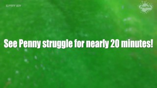 BBW Penny tortured in with gunge in strait jacket bondage sploshing wam