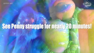 BBW Penny tortured in with gunge in strait jacket bondage sploshing wam