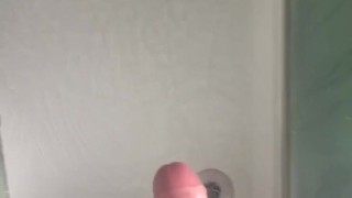 young uncut dick blowing load in the shower