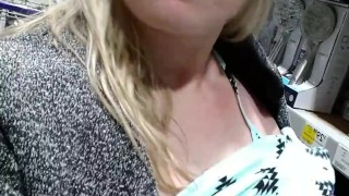 Quick Public Flashing My Huge Pierced Tits 