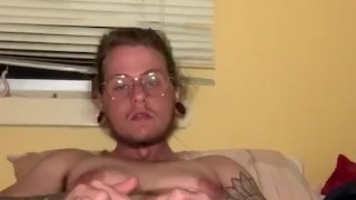 Wet and eye rolling ftm jerk off ends with intense shaking