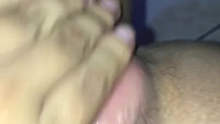 Latina masterbating while daddy is cooking