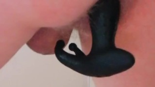 Masturbating with prostate vibrator