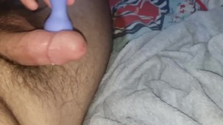 HOT vibrator pulsating cumshot and leaking precum
