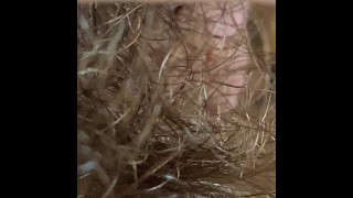 extreme close up on my hairy pussy and huge clitoris 4k video test