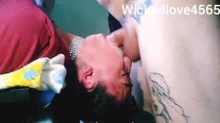 Sloppy upside down facefucking CUM IN THROAT