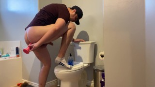 Masturbate Uncut Cock with a Big Dildo in my Ass