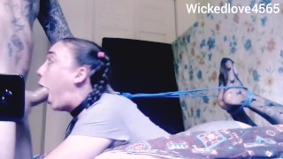 Feet to neck tied up slobbering belly facefucking THROAT PIE #2
