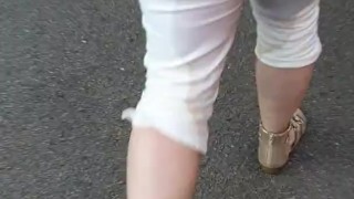 Alice - showing off her wet jeans - risky walk in public to the car ;)