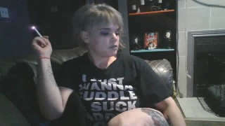 Just looking sexy, listening to metal and blowing clouds