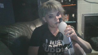 Just looking sexy, listening to metal and blowing clouds