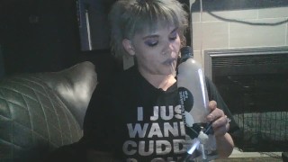 Just looking sexy, listening to metal and blowing clouds