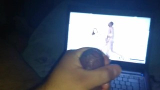 Grosse éjaculation en regardant du porno milf