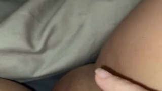 Meant to be working, playing with my shaved pussy instead 