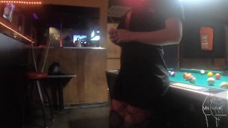 Quality time in a gentlemen's club, horny stripper bets lap dance and plays