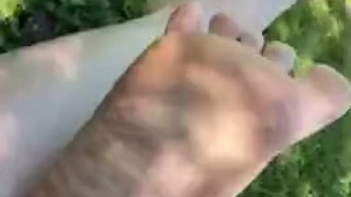 Baby oil rub down legs and feet - feet fetish 