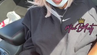 MissBNasty almost gets caught squirting in parking lot