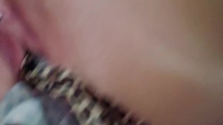 Pussy is too tight to shove the panties in,masturbating with thongs in hole