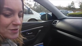 Public Car Park Blowjob with the Top Down