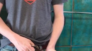 Stroking BWC for fast cumshot before going out