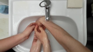 quarantine hand washing, me and my girlfriend
