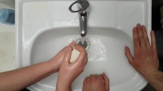 quarantine hand washing, me and my girlfriend