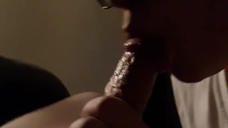 Sexy wife sucking big dick and taking load in the mouth
