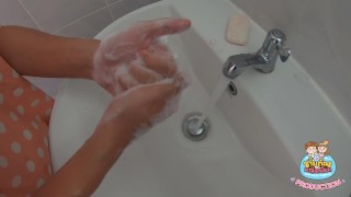You have to wash your hand until no color on your hand - #SCRUBHUB Thailand