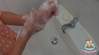 You have to wash your hand until no color on your hand - #SCRUBHUB Thailand