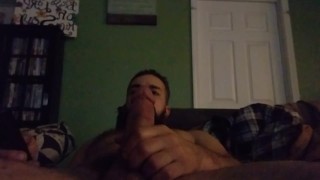 fit dadbod with a beard on my couch