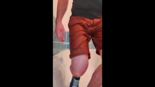 PISSING MY SHORTS AND BLUE VANS BEFORE TAKING A SHOWER
