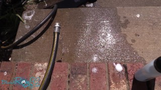 Dirty MILF Washes Up Outside