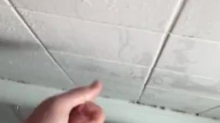 Having a hot steamy shower while wanking my wet cock with big cumshot 