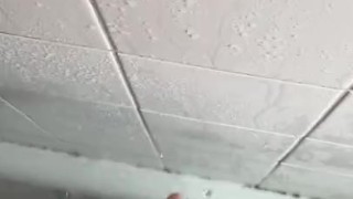 Having a hot steamy shower while wanking my wet cock with big cumshot 